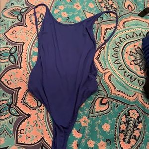 Cute side& back less body suit royal blue